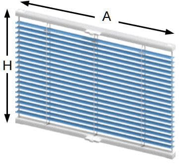 001-Aluminiumpersienn 25 mm dimensioner