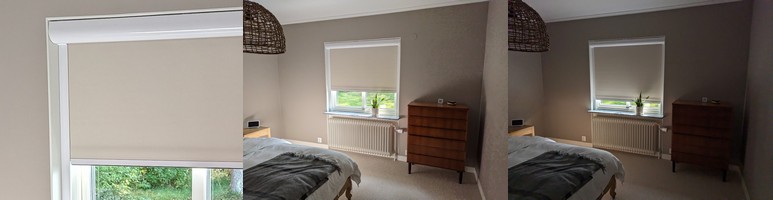 Blackout blind blocking all light in a bedroom