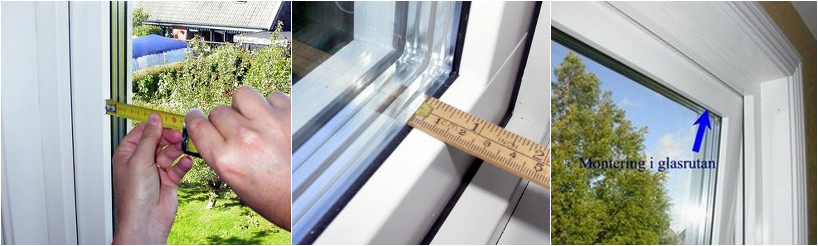 showing how to measure the glass rebate depth for blind installation, with examples for depths under 10 mm, 10–20 mm, and over 20–25 mm